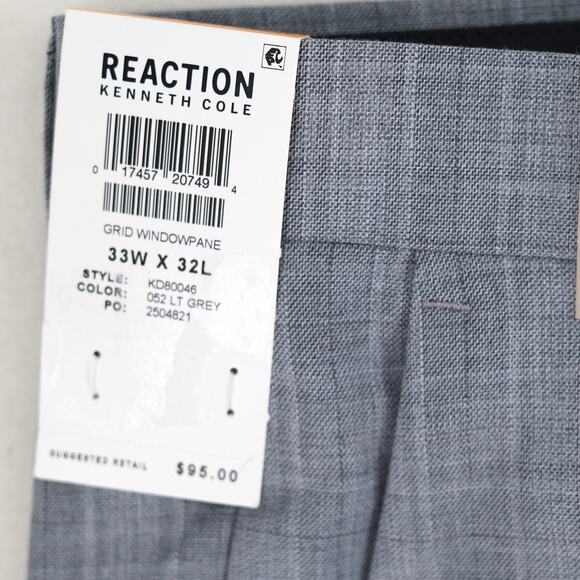 Kenneth Cole Reaction Men's Light Grey Casual Slim Fit Dress Pant Size 33Wx32L - Picture 5 of 6
